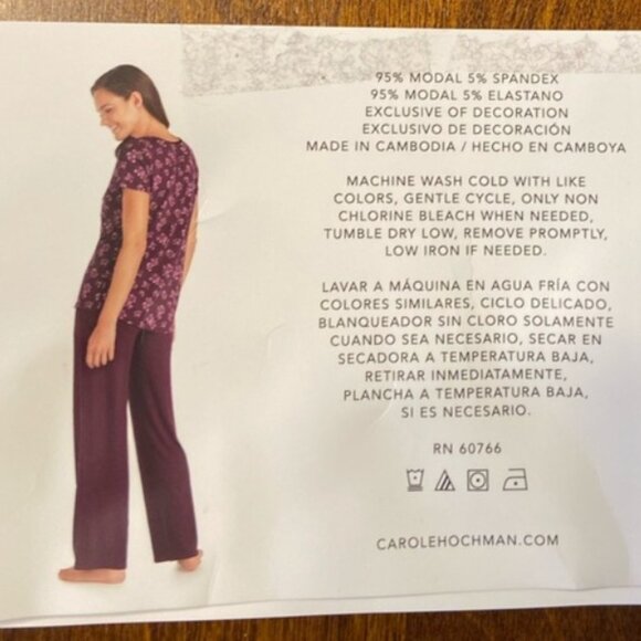 MIDNIGHT by CAROLE HOCHMAN 3 Piece Lounge Pajama Set - XL - NWOT - Picture 15 of 16